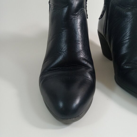 Frye Women's Judith Black Leather Ankle Booties Side Zippers Block Heel Size 8.5 - Picture 12 of 16